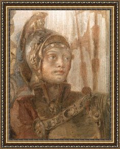 Cleopatra Testing Poisons on Condemned Prisoners Cropped Framed Paintings - The Banquet of Cleopatra [detail #1] by Giovanni Battista Tiepolo